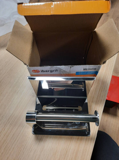 314535 - Mbajtëse letre higjienike IBERGRIF me raft, letër higjienike prej çeliku inox