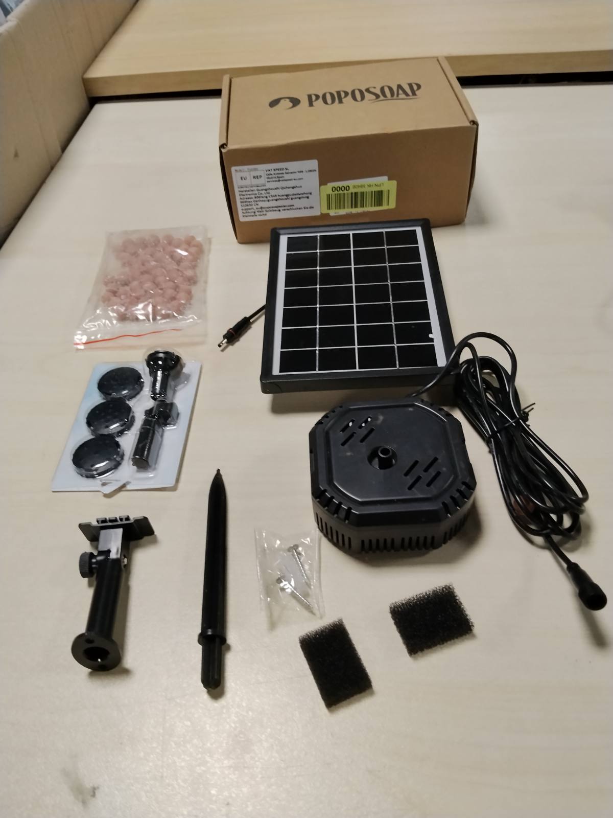 314249 - POPOSOAP Shatërvan diellor 4W me filtër për banjë zogjsh dhe pellg me peshq