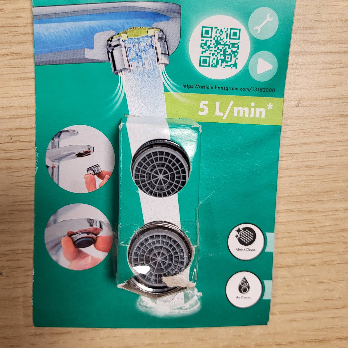 314605 - HANSGROHE Rubinet ajrues, kufizues rrjedhjeje 5 l/min, 2 copë, M24x1