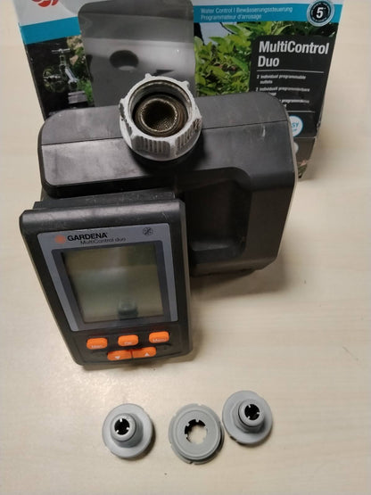 312525 - GARDENA Kompjuter Ujitjeje MultiControl Duo: Kontroll automatik, programueshëm, deri në 3 ujitje në ditë, ekran LCD (1874-20)
