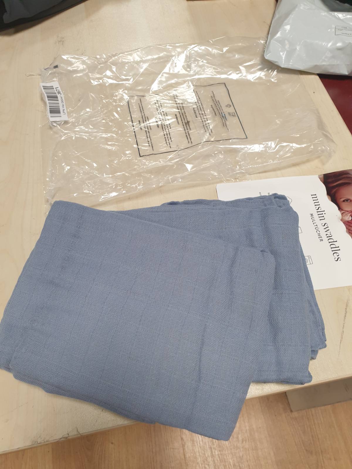 186610 - LALENI Set Prej 5 Peceta për Bebe, Pambuku i Pastër, 70x70 cm, Peceta Muslin Thithëse, Pa Ndotës, Lavjanëse, Blu