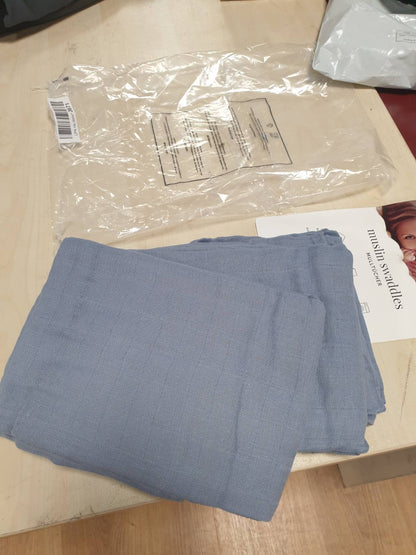 186610 - LALENI Set Prej 5 Peceta për Bebe, Pambuku i Pastër, 70x70 cm, Peceta Muslin Thithëse, Pa Ndotës, Lavjanëse, Blu