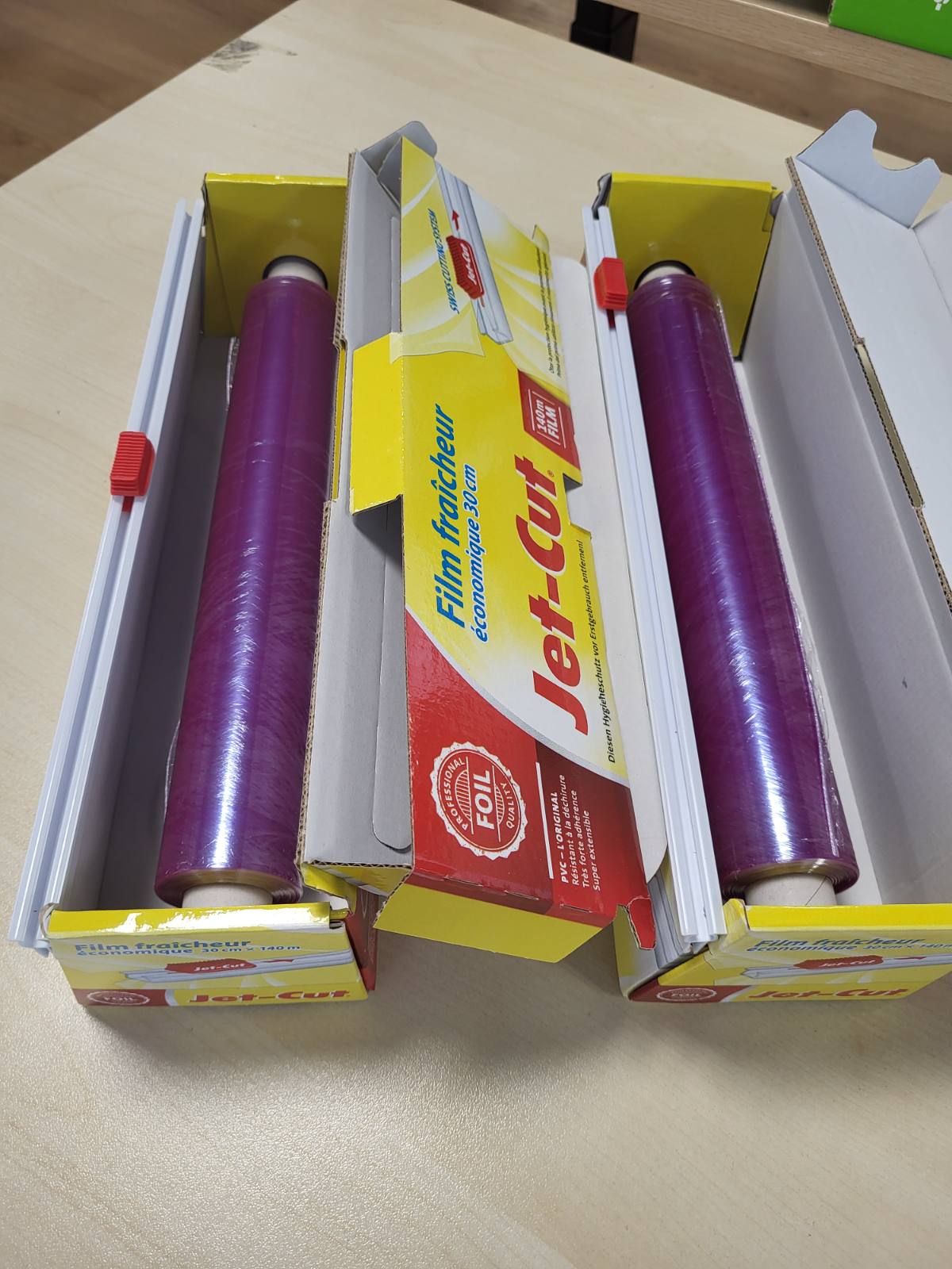 292721 - JET-CUT - Mbështjellës për Mbushje/Ruajtje Ekonomike, Paketim me 2 copë, Transparent, 30 cm x 140 m