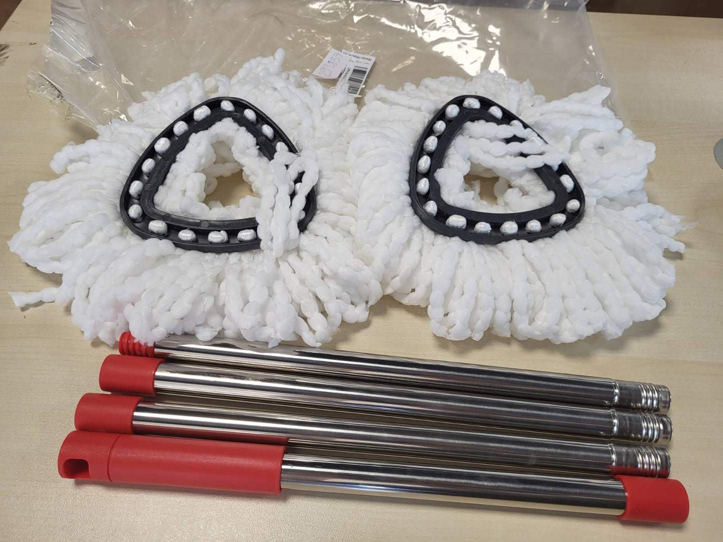 293857 - Set Zëvendësues Koke Mopi Spin, 2 Sfungjerë Mikrofibre + Dorezë + Bazë, I Përputhshëm me Mopin Vileda Turbo, për pastrimin e banjës dhe shtëpisë