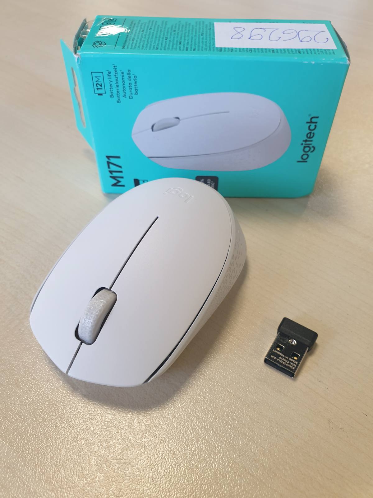 296298 - LOGITECH Maus pa tel M171 për kompjuter, Mac, laptop, 2.4 GHz me mini marrës USB, gjurmim optik, bateri 12-mujore, ambidextrous - i bardhë