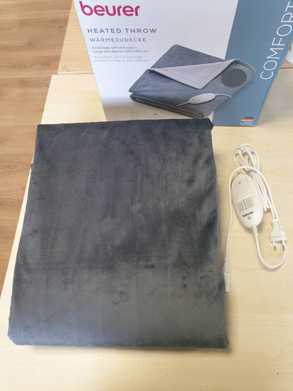 297998 - BEURER Batanije me ngrohje HD 75, 180 x 130 cm, 6 cilësime temperature, lahet në lavatriçe, gri e errët