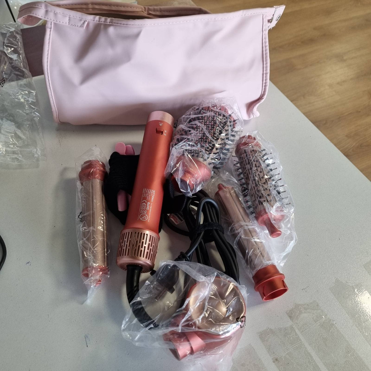 297891 - HITTIONA Airstyler 5 në 1 me hekur automatik për kaçurrela dhe tharëse flokësh jonik, stilues flokësh, me çantë udhëtimi
