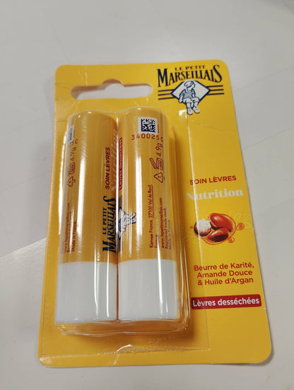 301481 - LE PETIT MARSEILLAIS - Kujdes ushqyes për buzët e thata, 2 tuba 4.9g, balsam buzësh me gjalpë shea, bajame të ëmbla dhe vaj argani