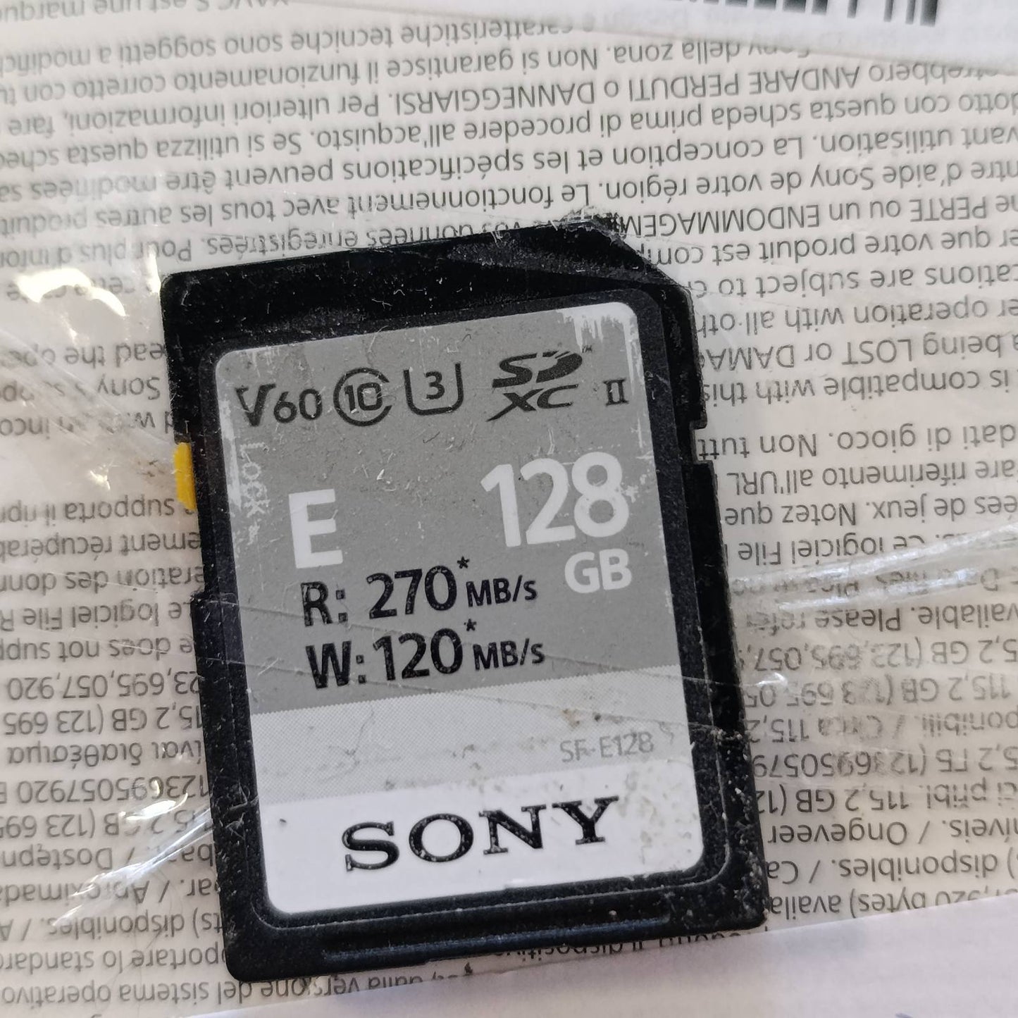 276353 - SONY Kartë memorieje dixhitale 128 GB SF-E seria UHS-II U3 V60 Sdhxc - Lexim 270MB/S, Shkrim 120MB/S