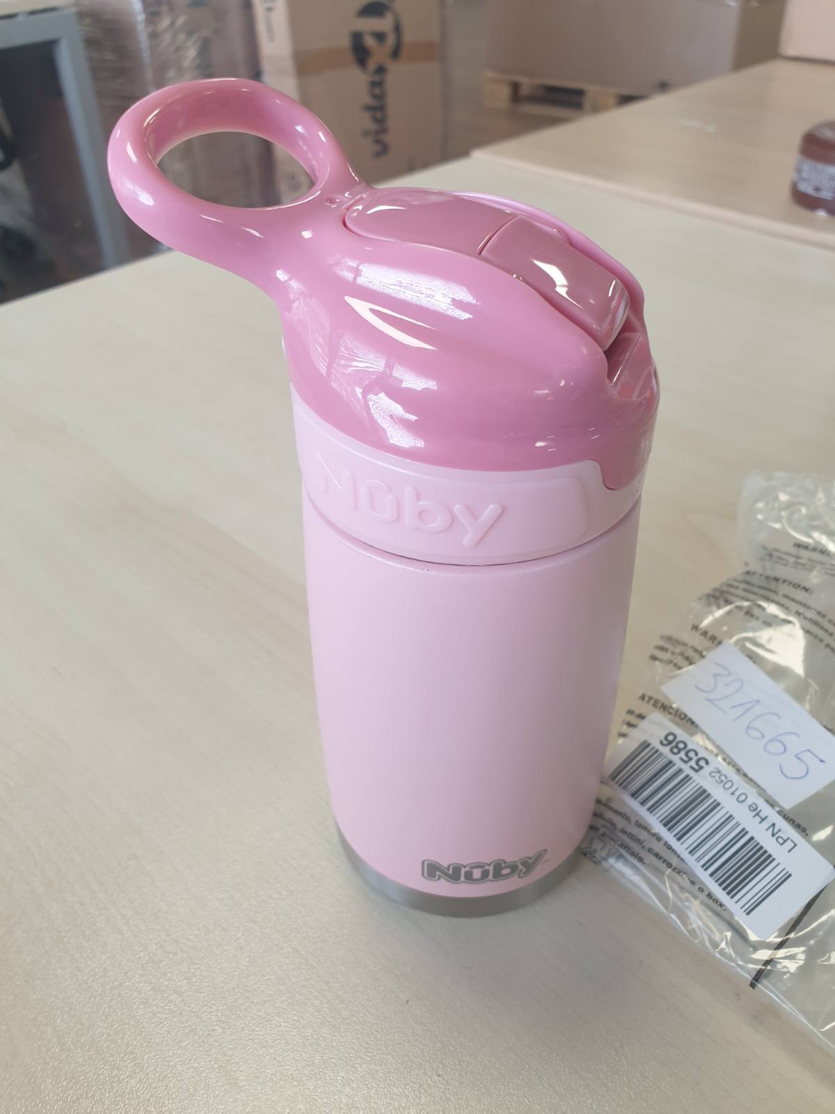 321665 - NUBY Shishe uji e izoluar prej çeliku inox Flip-It, 300 ml, 18+ muaj, rozë