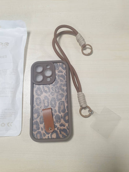 267190 - JAMINBEN Mbulesë telefoni për iPhone 16 Pro, silikon i butë, print leopardi, e qëndrueshme, rezistente ndaj goditjeve, me kordon, për gra dhe vajza