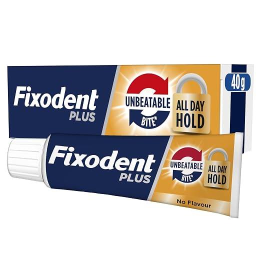 301450 - Fixodent Krem ngjitës për kafshim Plus, 40g, për proteza të plota dhe të pjesshme