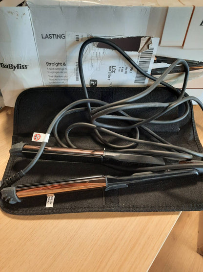 302725 - BABYLISS Pjastër flokësh Straight and Curl Brilliance, Pllaka titaniumi, 5 temperatura deri në 235°C, ST482E