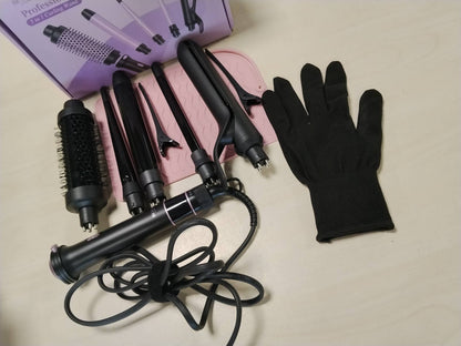 298067 - BESTOPE PRO Hekur kaçurrelash, Set 5-në-1 me drejtues flokësh, Furçë termike, 3 hekura kaçurrelash qeramikë (9mm-25mm), 13 cilësime temperature