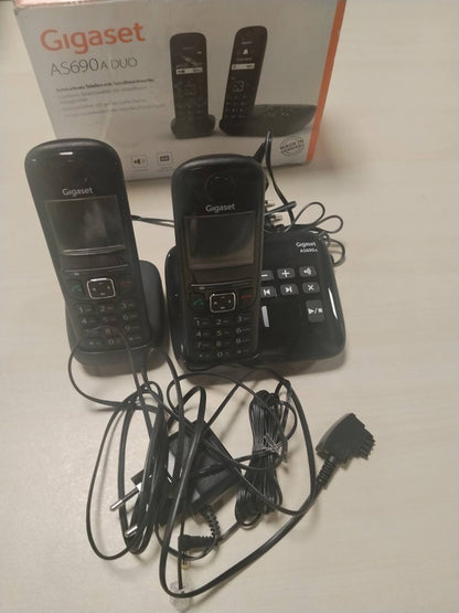 319596 - GIGASET AS690A Duo - 2 Telefona DECT pa Tel me Sekretari Telefoni, Ekran me Kontrast të Lartë, Profile Zëri të Rregullueshme, Funksion pa Duart, Mbrojtje Thirrjesh, E Zezë