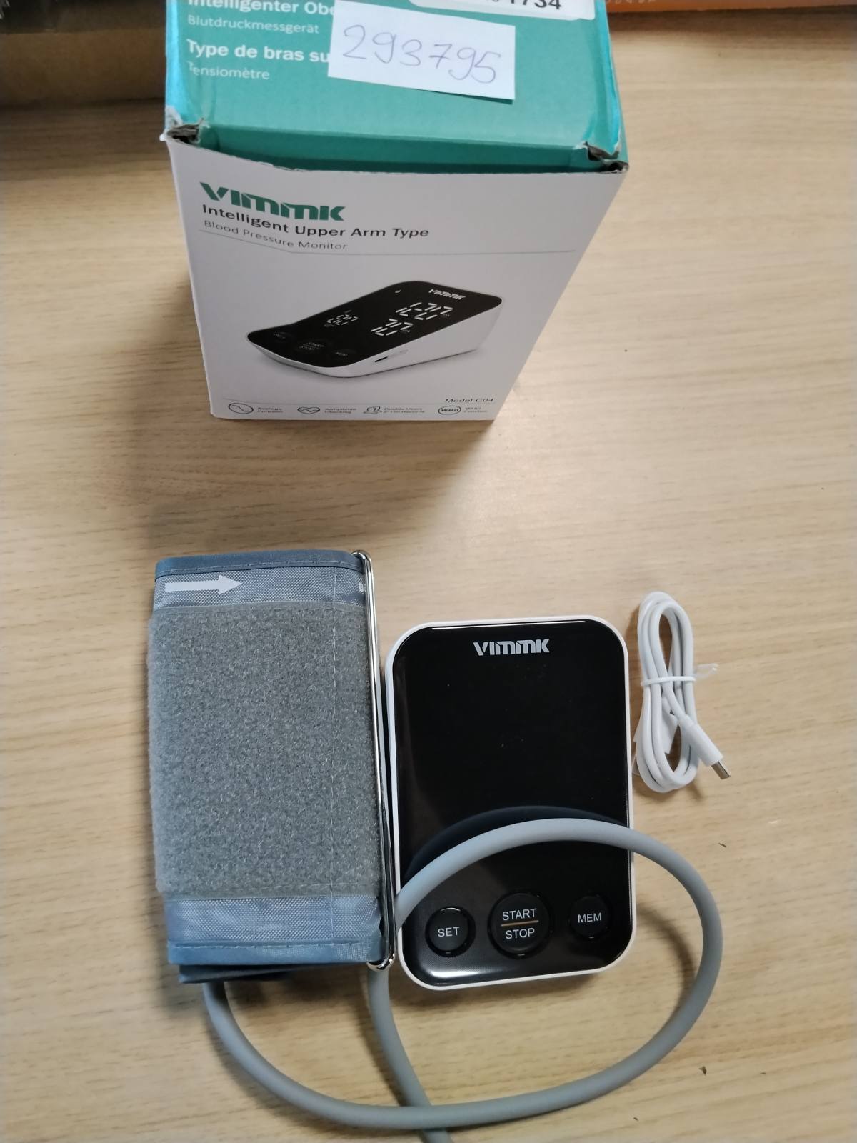 293795 - VIMMK Monitor dixhital i presionit të gjakut për krahun e sipërm, ekran LED, zbulim të aritmisë, matje të pulsit, 2 x 120 cilësime memorieje, madhësia e manshetës 22-40 cm