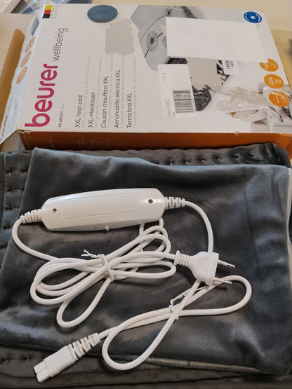 292612 - BEURER Jastëk ngrohës HK 125, madhësia XXL, 6 cilësime temperature, fikje automatike, çelës LED, lahet në lavatriçe, gri, 1 copë, 60 x 40 cm