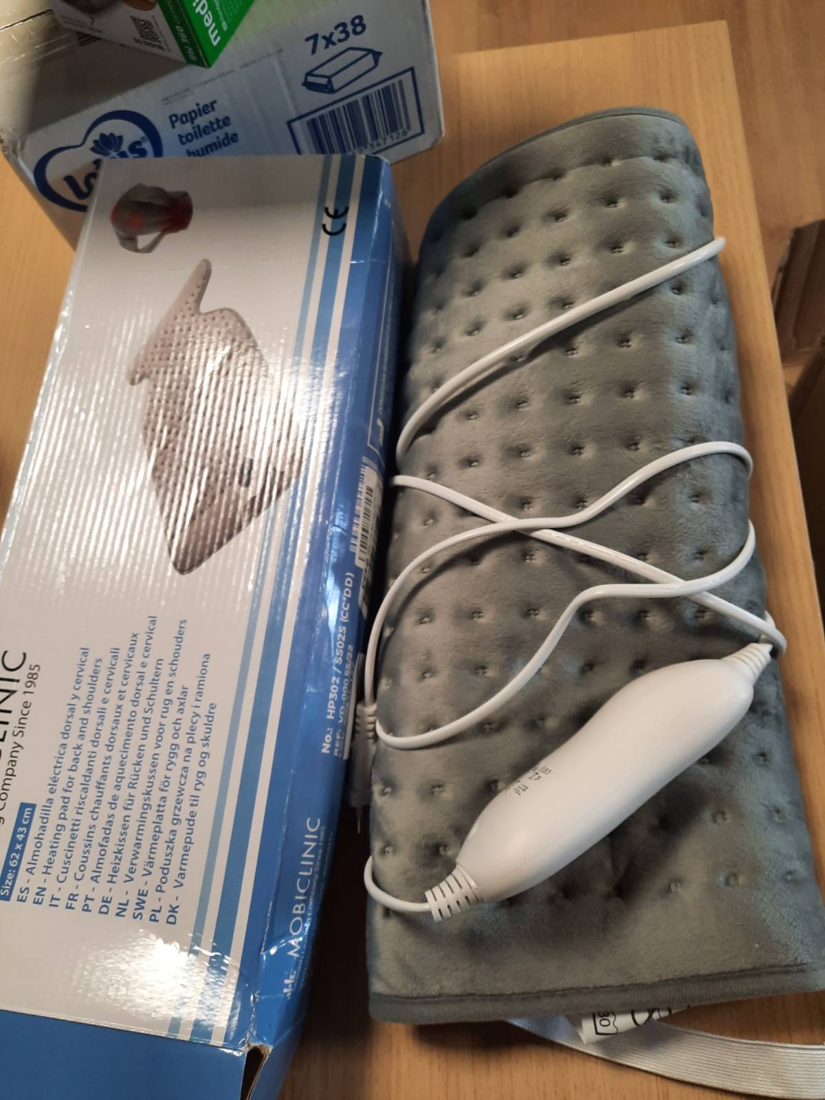 316776 - MOBICLINIC® Jastëk i Ngrohshëm për Shpinën dhe Qafën, 62x43 cm, 3 Cilësime Ngrohjeje, Fikje Automatike, I Lahet, Gri