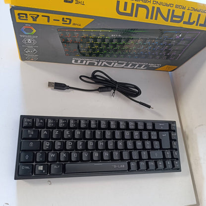 276605 - G-LAB Keyz Titanium Tastierë Lojërash 65% AZERTY, USB, Tastierë Mekanike me Çelësa të Kuq, 100% RGB e Personalizueshme, Anti-Ghosting, Makro të Programueshme, për PC, PS4, PS5, Xbox, Ngjyra: E Zezë