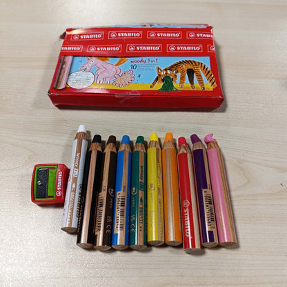 268736 - STABILO - Laps me ngjyra, bojëra uji dhe laps dylli - dru 3 në 1 - Edicioni i Përvjetorit - Paketim me 10 copë - 10 ngjyra