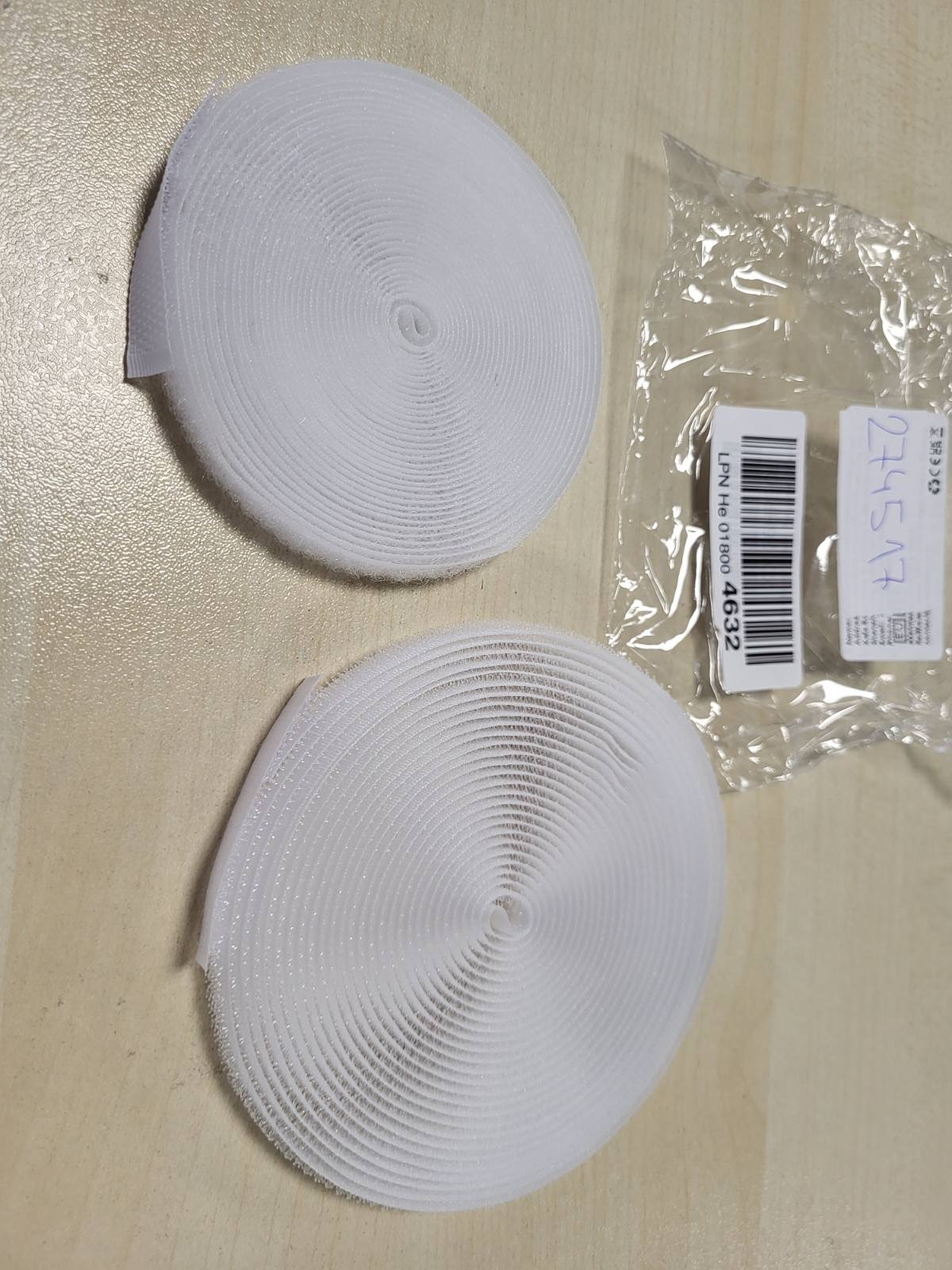 274517 - Set me kapëse me grep dhe lak, 10 mm × 5 m, shirit me grep dhe lak i ripërdorshëm për qepje, najloni-poliesteri, i bardhë