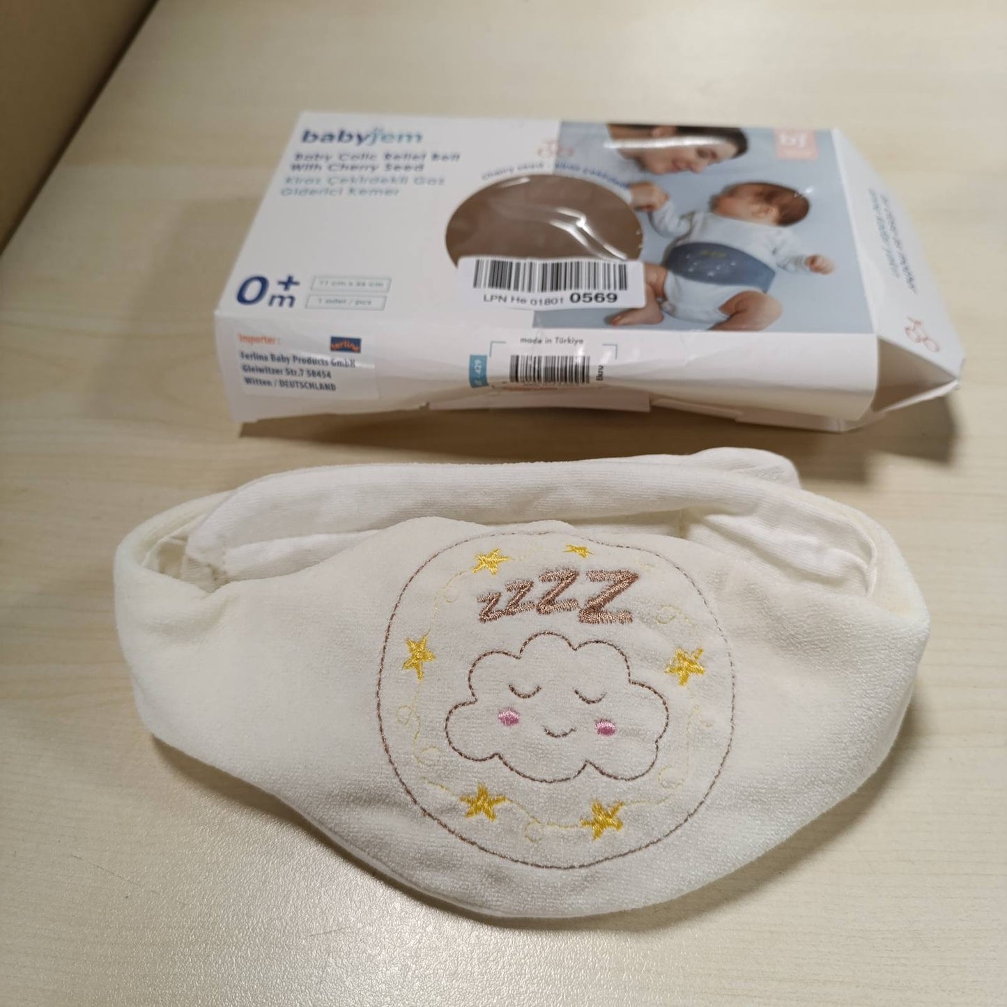 317754 - BABYJEM Jastëk me bërthamë qershie, madhësi të rregullueshme, për foshnje, 100% pambuk, i bardhë