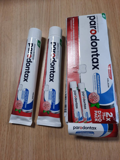 302538 - PARODONTAX Pastë dhëmbësh, 2 x 75 ml, Eukalipt dhe mente, Ndihmon në përmirësimin e shëndetit të mishrave të dhëmbëve