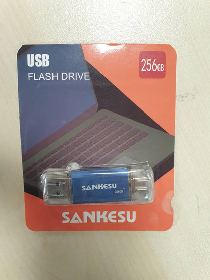 276759 - SANKESU Memorie 256GB USB Stick 3.0 USB C | USB-A & Type-C OTG | për PC/Tablet/Laptop/Telefon Celular Type-C (Blu)