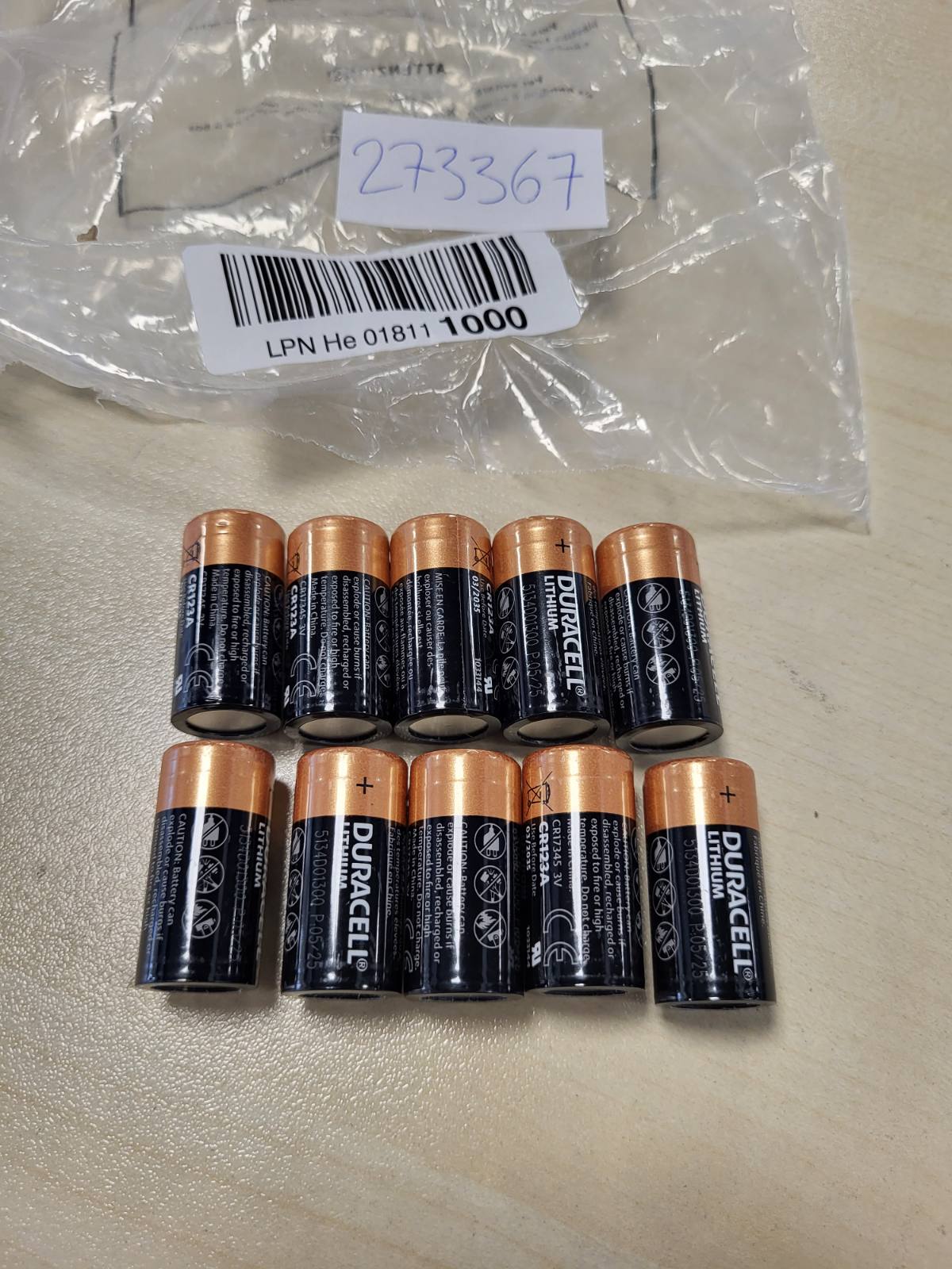 273367 - DURACELL - Bateri Litiumi CR123 me Fuqi të Lartë 3V (CR123A / CR17345) (Pako me 10 Bateri)