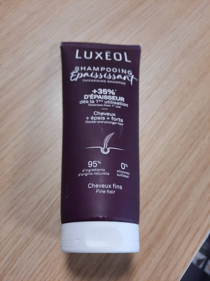 318036 - LUXÉOL Shampo Trashëse, 200 ml, +35% Trashësi që nga Përdorimi i Parë, me Alga të Kuqe, Proteinë Orizi, Acid Hialuronik, Pa Silikon, Prodhuar në Francë