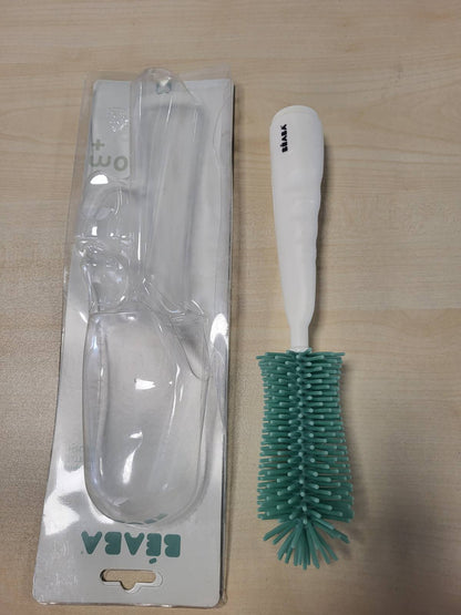 317998 - BÉABA Furçë për Shishe për Bebe prej Silikoni, kokë fleksibile, dorezë ergonomike, Jeshile Sherebele