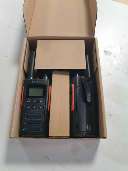 272814 - COBRA Radiotelefonike RX680 (Pako me 2), PMR446, rreze e gjatë veprimi, mbrojtje IP54, ngjyrë e zezë dhe portokalli