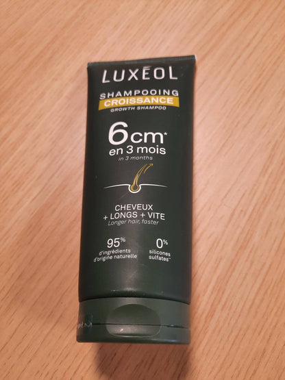 318040 - LUXÉOL Shampo për Rritje, 200 ml, Rritje 6 cm në 3 Muaj, Flokë më të Gjatë dhe më të Shpejtë, E Provuar Klinikisht, Vaj Ricini, Amla dhe Xhensen