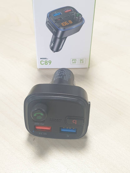 269133 - GIZMOVINE Transmetues FM Bluetooth për makinë me përforcues basesh, Kit për duar pa duar Parrot, USB C PD 30W + QC3.0 18W, MP3 Player
