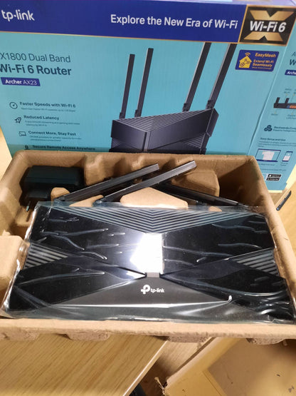 273203 - TP-LINK Routeri Archer AX23 AX1800, dy banda Wi-Fi 6 (1201Mbps 5GHz, 574Mbps 2.4GHz, 4 × Porta Gigabit LAN, WPA3, Kujdes në Shtëpi, Aplikacion Tether), Nuk Mbështet Funksionin DSL