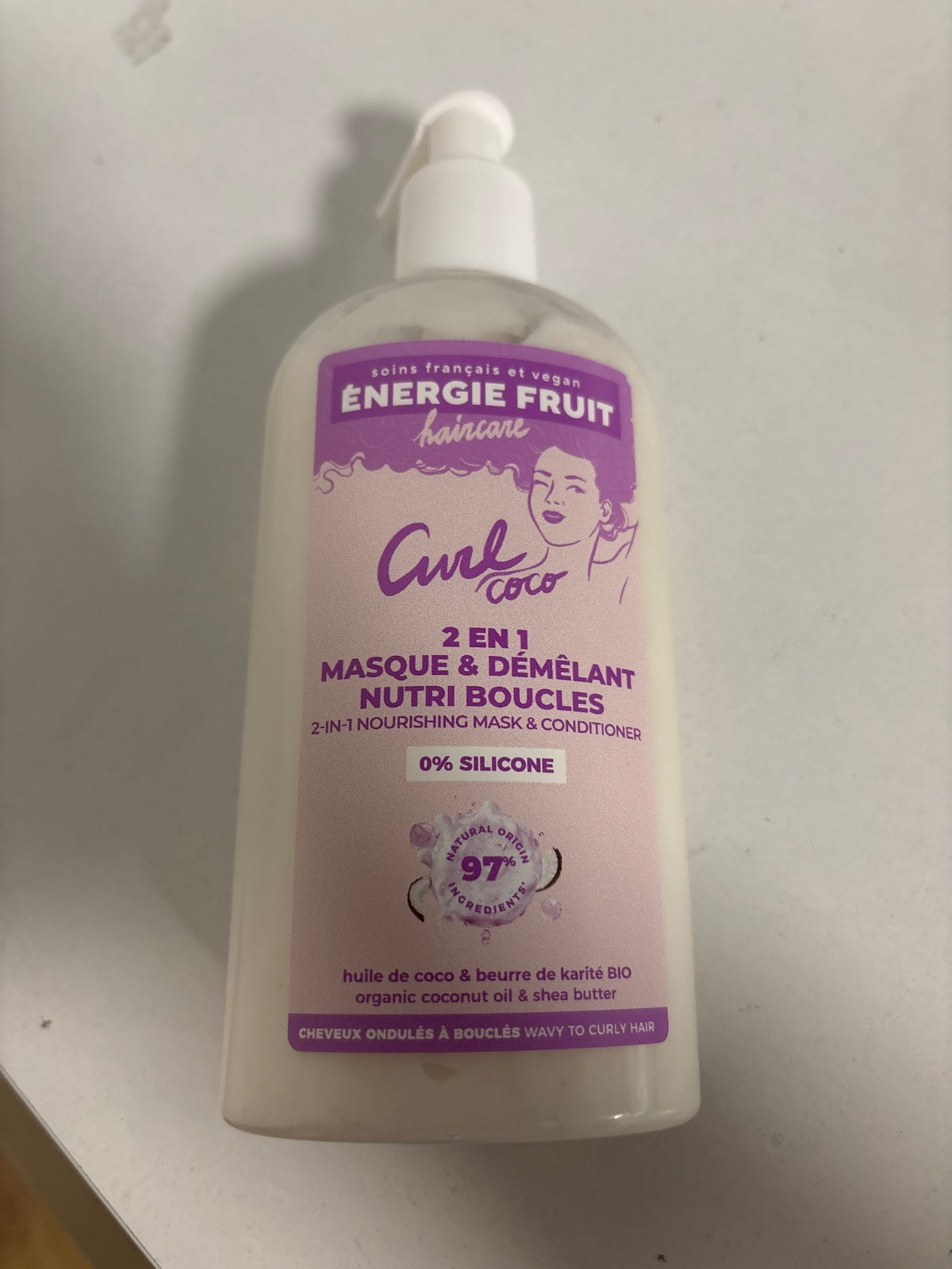 319025 - ENERGIE FRUIT - Coco Curl - Maskë Balsami Ushqyes për Përcaktimin e Kaçurrelave - 300 ml - Vaj Kokosi Organik dhe Gjalpë Shea - 97% Origjina Natyrale