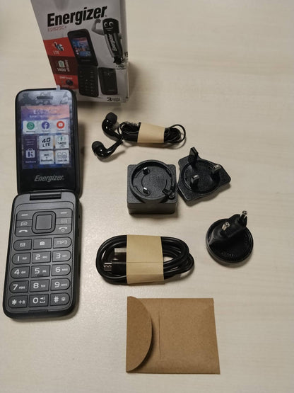 319678 - ENERGIZER Telefon 4G Flip E282SC+, Dy karta SIM, Bateri 1400 mAh, Kamerë 2 MP, Ekran 2.8", Wi-Fi, GPS, KaiOS, i zhbllokuar, i zi