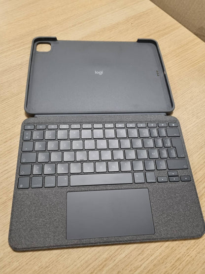 272694 - LOGITECH Kutia e tastierës Combo Touch për iPad Air 11 inç (M2 dhe M3), Tastierë e shkëputshme me ndriçim nga prapa, Tastierë franceze AZERTY - Gri
