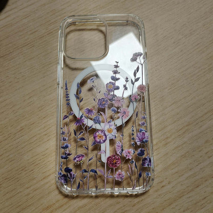 320564 - L-FADNUT Mbulesë magnetike për iPhone 13 Pro, e pajtueshme me MagSafe, mbrojtëse transparente me motive lulesh, rezistente ndaj goditjeve dhe gërvishtjeve