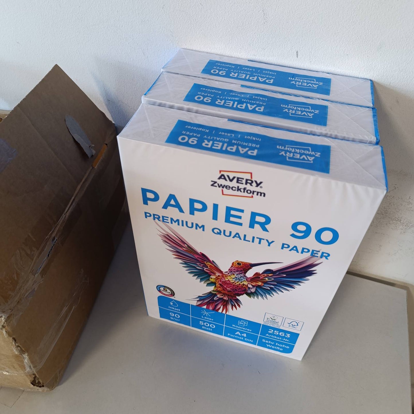 276626 - AVERY Zweckform Letër për Printer/Fotokopjues 2563, 1,500 fletë, 90 g/m², DIN A4, e bardhë e ndezur, 1 kuti me 3 pako
