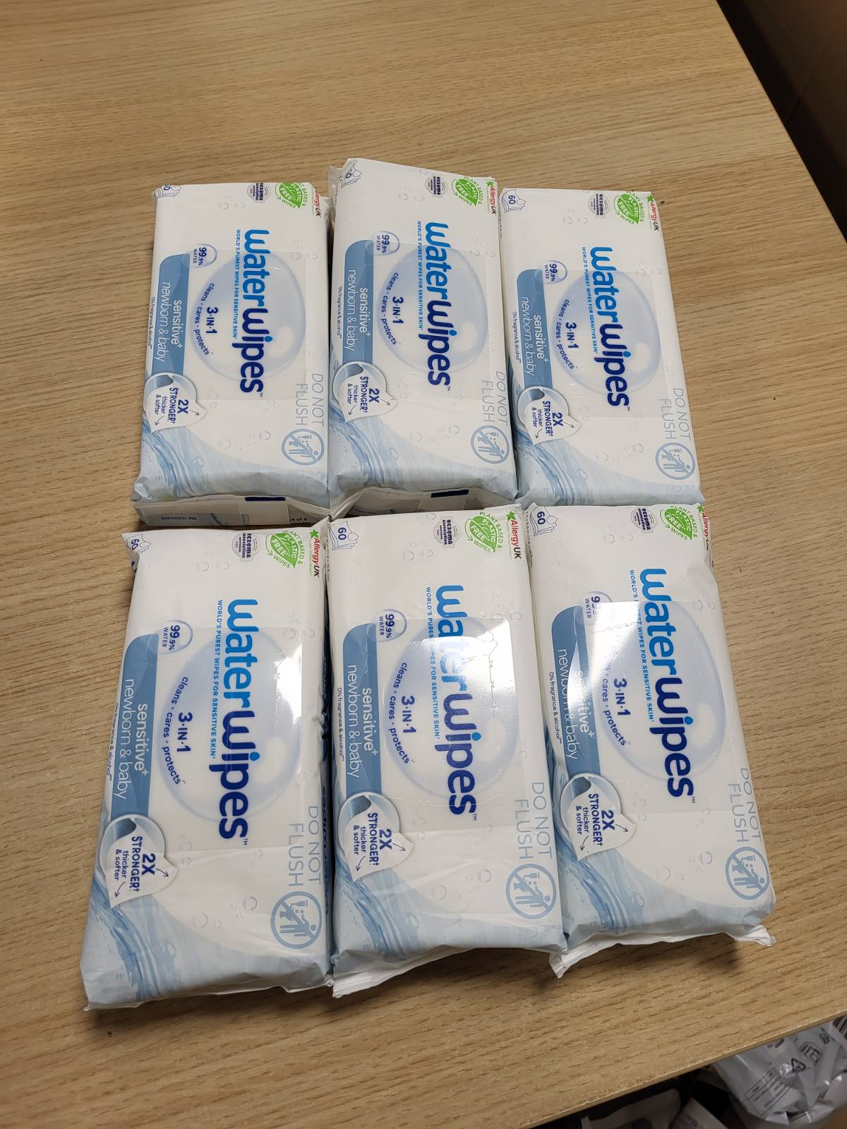 317074 - WATERWIPES Peceta Sensitive+ për të porsalindur dhe bebe, 360 peceta (6 pako), 99.9% ujë, pa aromë