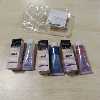 269582 - Shkëlqyes për fytyrën Sularpek me 3 copë, Shkëlqyes për trupin 50ml, Shkëlqyes për grim, Shkëlqyes për trupin me xixa sirene, Shkëlqyes në xhel të lëngshëm për dekorime grimi për festa dhe festa