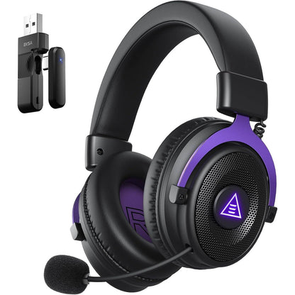 272880 - Kufje Lojërash Pa Tel EKSA E900WT me Mikrofon për PC PS5 dhe PS4 | Latency 30ms, Kufje Lojërash USB 2.4 Ghz, Type-C dhe Bluetooth, Bateri 80 Orë, Dritë LED