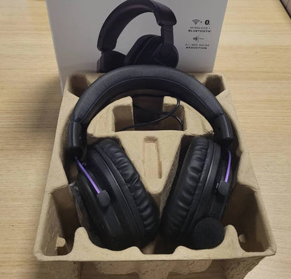 272880 - Kufje Lojërash Pa Tel EKSA E900WT me Mikrofon për PC PS5 dhe PS4 | Latency 30ms, Kufje Lojërash USB 2.4 Ghz, Type-C dhe Bluetooth, Bateri 80 Orë, Dritë LED