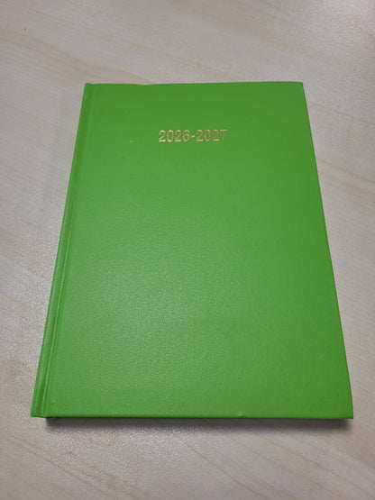 274436 - Ditar Akademik 2026-2027, Planifikues Ditë për Faqe A5, Ditar Studenti me Kopertinë të Fortë, Ngjyrë Limoni e Gjelbër, Gusht 2026 - Korrik 2027