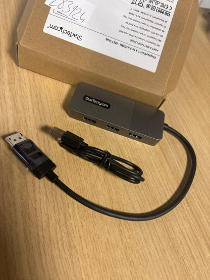 319464 - STARTECH.COM Hub MST me 3 Porta - DisplayPort në 3X HDMI, Tre Monitorë 4K 60Hz, Adaptues Video DP 1.4, Kabllo e Integruar 30 cm, Me Energji USB, Vetëm Windows (MST14DP123HD)