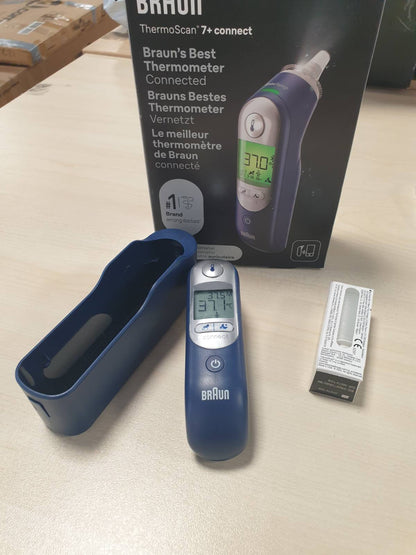 315770 - BRAUN Termometër veshi ThermoScan® 7+ | I pajtueshëm me aplikacionin Braun Family Care™ | Teknologjia Age Precision® | Ekran dixhital me kodim ngjyrash | I përshtatshëm për foshnje dhe fëmijë të vegjël