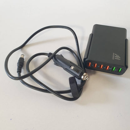 308876 - Karikues për Makinë USB me Shumë Porta, Adaptues i Shpejtë QC3.0 96W me 6 Porta, me Katër Porta Karikimi të Shpejtë 3.0, Çakmak Cigaresh 12V-24V