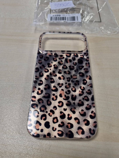 320666 - REOWNEST Mbrojtëse për iPhone 17 Pro Max, TPU, dizajn retro leopardi, ngjyrë ari