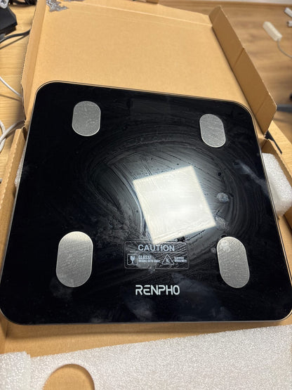 316824 - RENPHO Peshore Dixhitale me Aplikacion, Kapacitet 180 kg, 13 Matje për Dhjamin e Trupit dhe Masën Muskulare, me Bluetooth, e Zezë